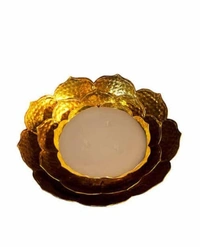 URLI HANDICRAFTS  GOLDEN COLOR BOWL FOR FLOATING FLOWER  Set of 3 -  , Golden, Iron, Set of 3
